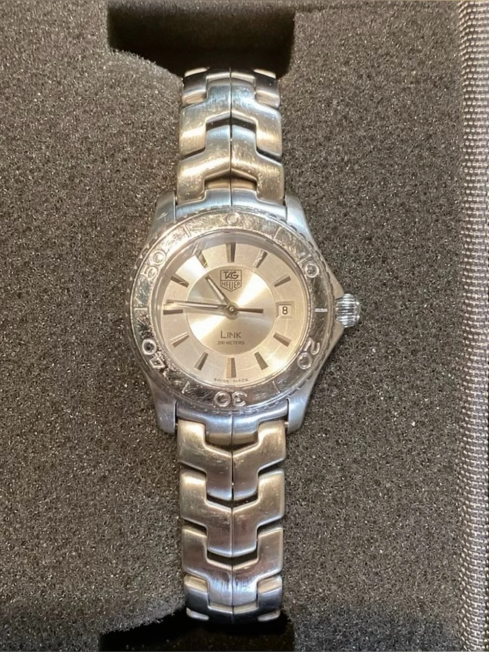 Tag Heuer Silver Link Stainless Steel Rotating bezel Bracelet Watch WJ1310